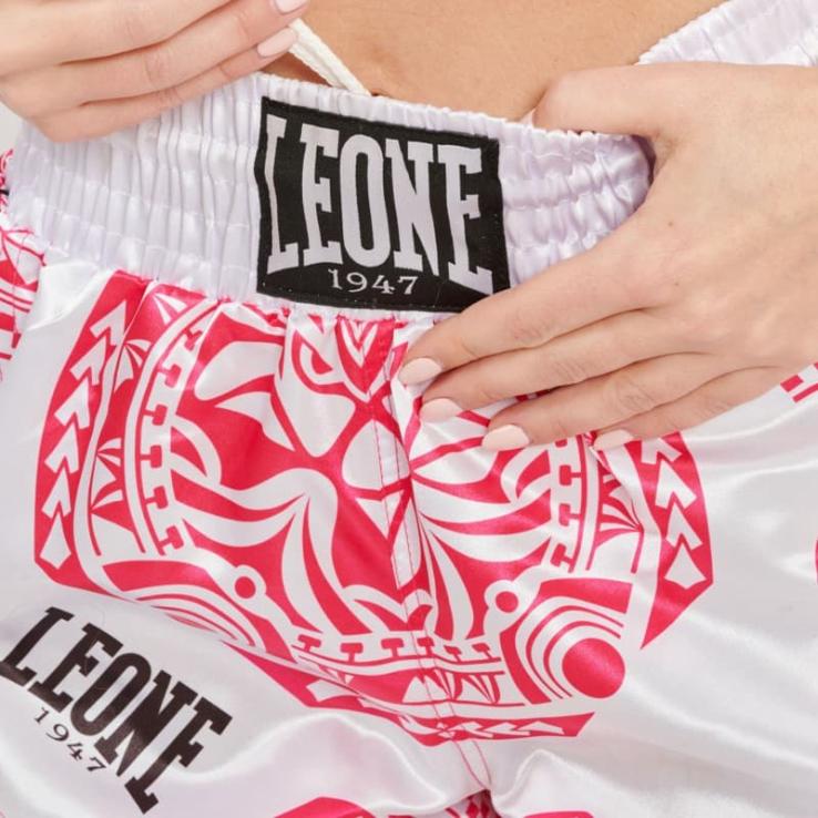 Pantaloni Muay Thai Leone Haka - rosa / bianco