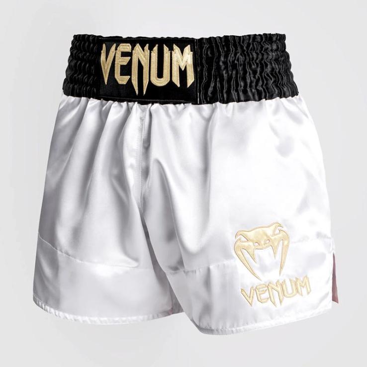 Pantaloni Muay Thai Venum Classic neri/bianchi/oro